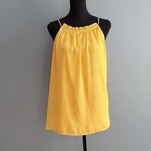 Skies Are Blue Women's Golden Yellow Lined Ruffled Neckline XL Tank Top